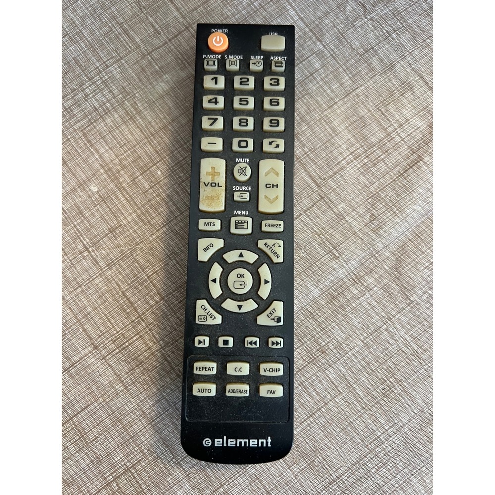 Element Universal TV Remote Control Black Replacement